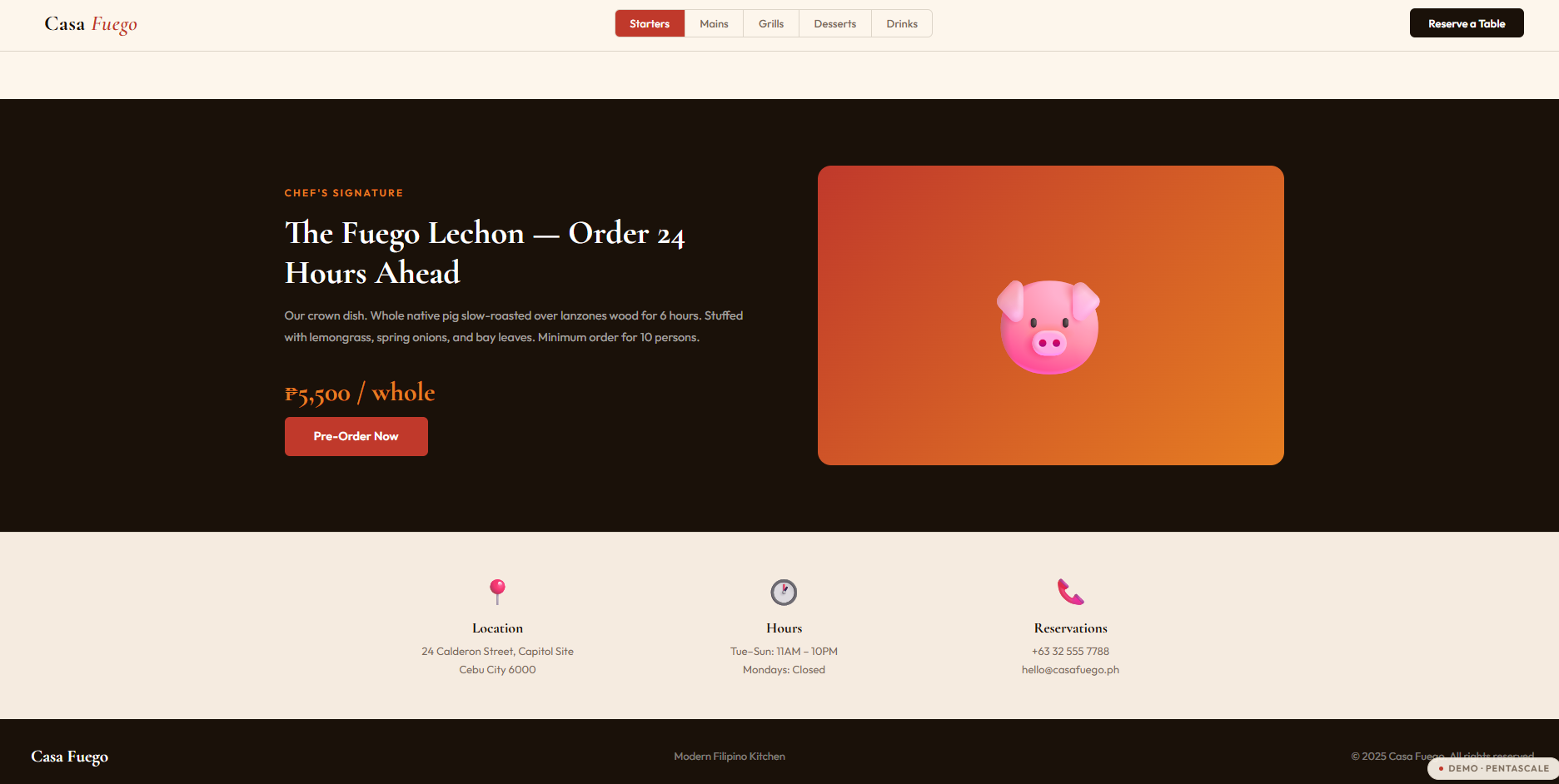 Restaurant Menu Site