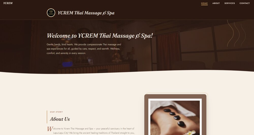 YCrem Thai Massage & Spa — homepage, built by Pentascale